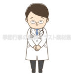 お辞儀をする男性医師のイラスト（カラー版）